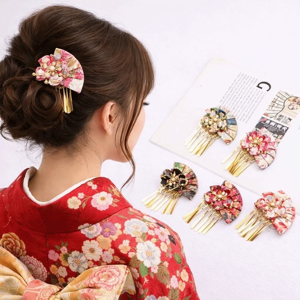 Women'S Kimono Accessories - Vrouwen Haarspeld Faux Parel Bloem Fan
