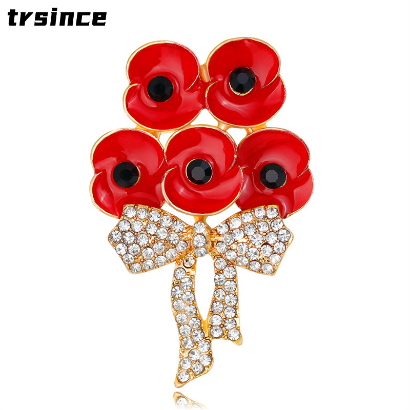 Women'S Accessories Uk - Zinklegering Poppy Broche UK Prinses Souvenir