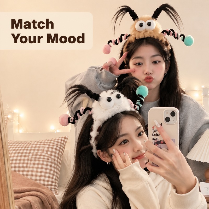 Women Accessories Photos - Leuke pluizige monster-oog haarband Zachte antislip