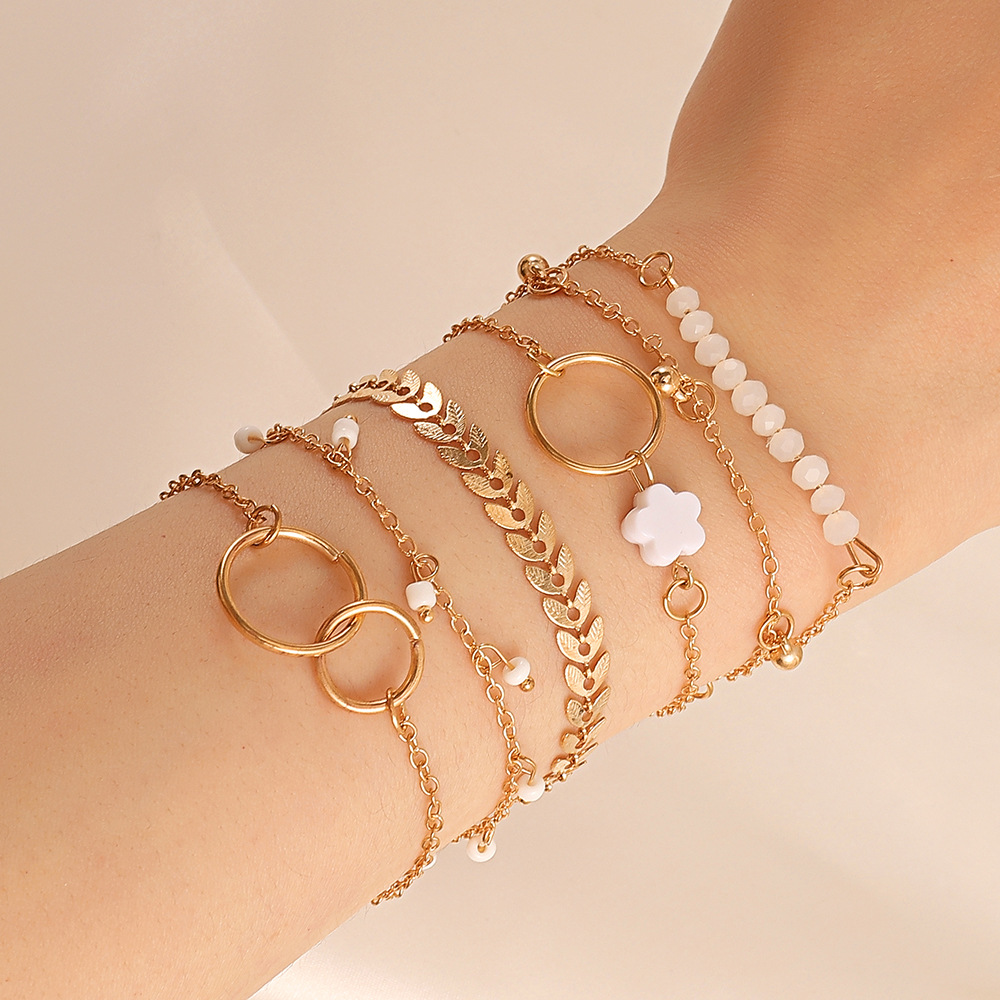 Resin Bangle Bracelet - 6 Delige Set Gouden Kleur Geometrische