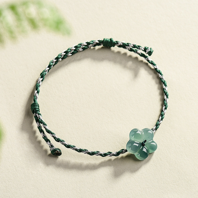 Women'S Vintage Accessories - Birmese Jadeïet Bloemarmband Natuurlijke Jade Charme
