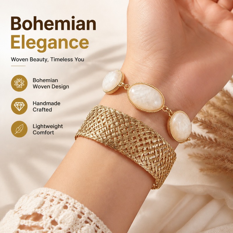 Boheemse geweven hars ovale ar - Resin Bangle Bracelet recensie en prijs